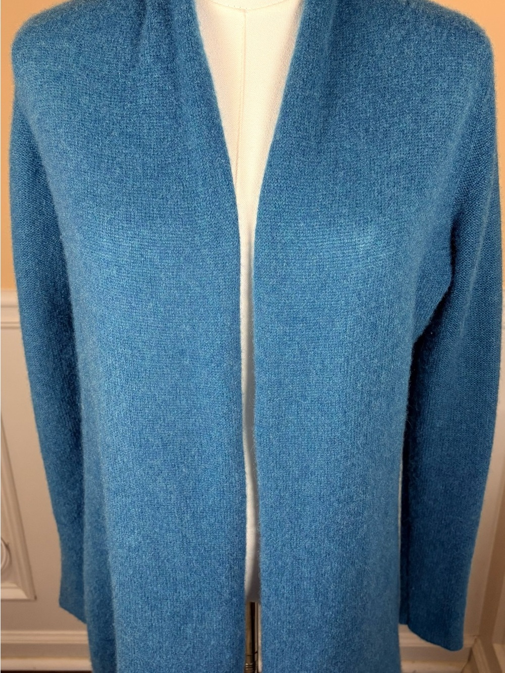 🦚 White + Warren 100% Cashmere Peacock Teal Open Cardigan XS